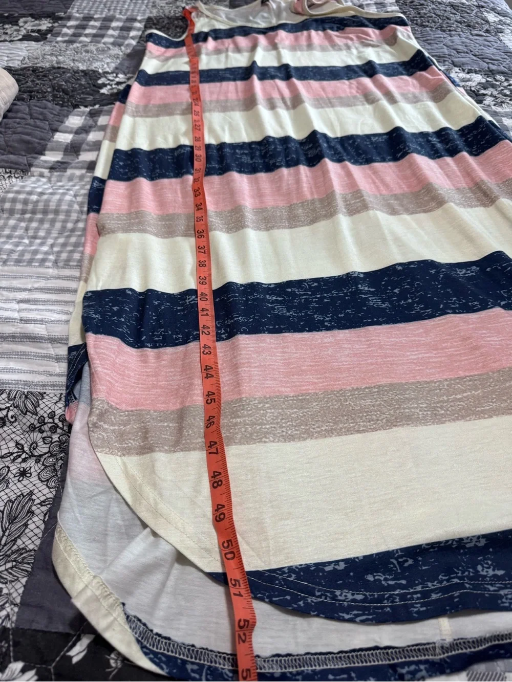Striped Sleeveless Knit Dress - Pink, Navy & Cream- 1XL